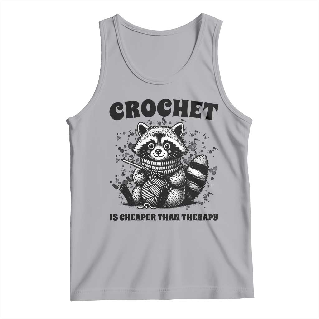Crocheting Is Cheaper Than Therapy Tank Top Raccoon Yarn Lover TS12 Athletic Heather Print Your Wear