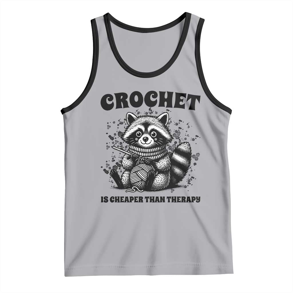 Crocheting Is Cheaper Than Therapy Tank Top Raccoon Yarn Lover TS12 Athletic Heather Black Print Your Wear