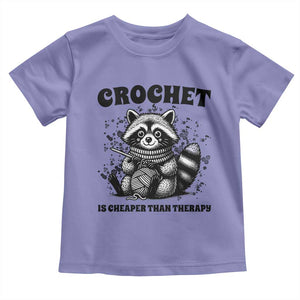 Crocheting Is Cheaper Than Therapy Toddler T Shirt Raccoon Yarn Lover TS12 Violet Print Your Wear