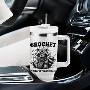 Crocheting Is Cheaper Than Therapy Tumbler With Handle Raccoon Yarn Lover TS12 Print Your Wear