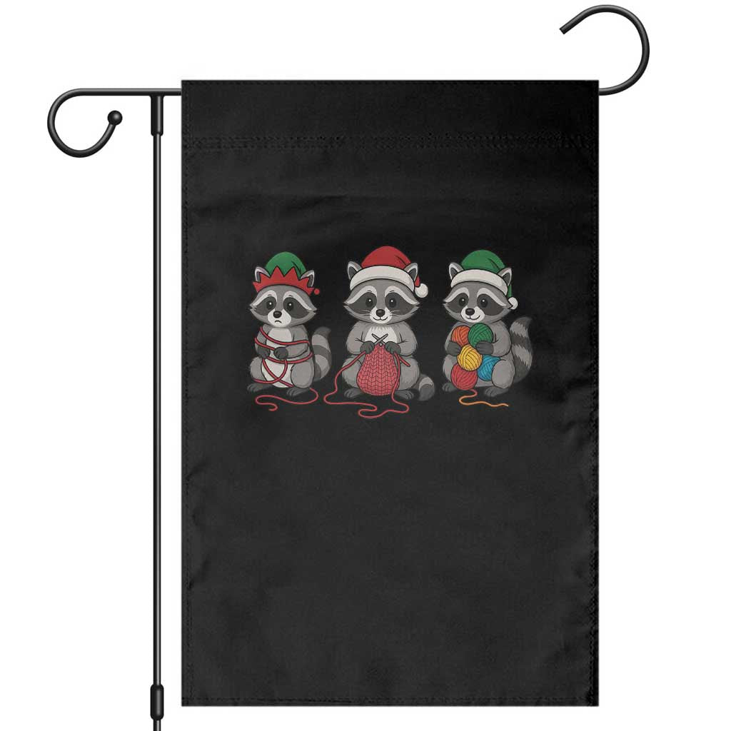 Christmas Raccoon Knitting Garden Flag Funny Holiday Yarn Gift TS12 Black Print Your Wear