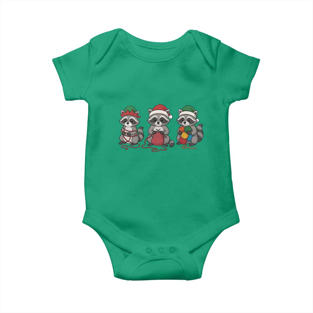 Christmas Raccoon Knitting Baby Onesie Funny Holiday Yarn Gift TS12 Irish Green Print Your Wear