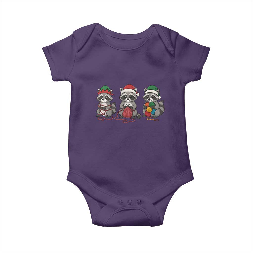 Christmas Raccoon Knitting Baby Onesie Funny Holiday Yarn Gift TS12 Purple Print Your Wear