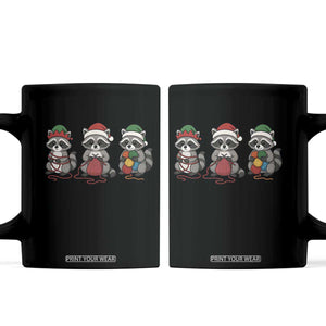 Christmas Raccoon Knitting Coffee Mug Funny Holiday Yarn Gift TS12 Black Print Your Wear