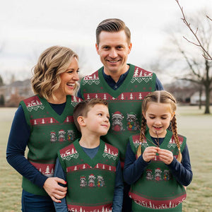 Xmas Raccoon Knitting V-Neck Knit Sweater Vest Funny Holiday Yarn Gift TS12 Red Green Print Your Wear