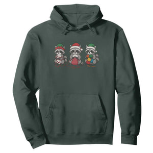 Christmas Raccoon Knitting Hoodie Funny Holiday Yarn Gift TS12 Dark Forest Green Print Your Wear