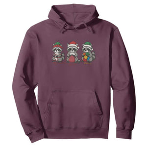 Christmas Raccoon Knitting Hoodie Funny Holiday Yarn Gift TS12 Maroon Print Your Wear