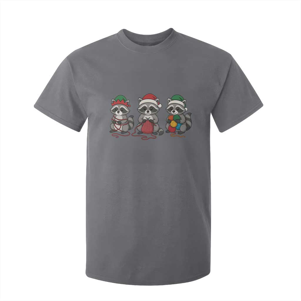 Christmas Raccoon Knitting T Shirt For Kid Funny Holiday Yarn Gift TS12 Charcoal Print Your Wear
