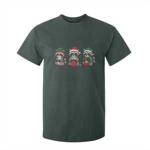 Christmas Raccoon Knitting T Shirt For Kid Funny Holiday Yarn Gift TS12 Dark Forest Green Print Your Wear
