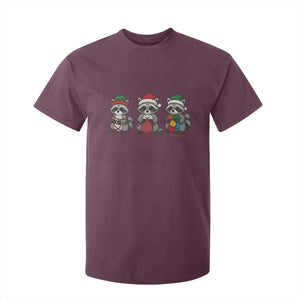Christmas Raccoon Knitting T Shirt For Kid Funny Holiday Yarn Gift TS12 Maroon Print Your Wear