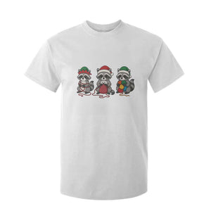 Christmas Raccoon Knitting T Shirt For Kid Funny Holiday Yarn Gift TS12 White Print Your Wear