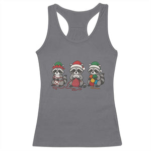 Christmas Raccoon Knitting Racerback Tank Top Funny Holiday Yarn Gift TS12 Charcoal Print Your Wear