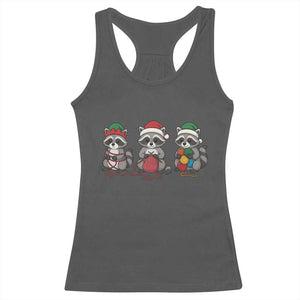 Christmas Raccoon Knitting Racerback Tank Top Funny Holiday Yarn Gift TS12 Dark Heather Print Your Wear
