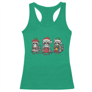 Christmas Raccoon Knitting Racerback Tank Top Funny Holiday Yarn Gift TS12 Irish Green Print Your Wear