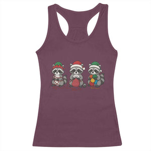 Christmas Raccoon Knitting Racerback Tank Top Funny Holiday Yarn Gift TS12 Maroon Print Your Wear