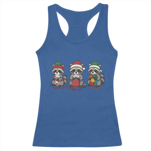 Christmas Raccoon Knitting Racerback Tank Top Funny Holiday Yarn Gift TS12 Royal Blue Print Your Wear