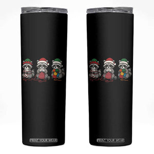 Christmas Raccoon Knitting Skinny Tumbler Funny Holiday Yarn Gift TS12 Black Print Your Wear