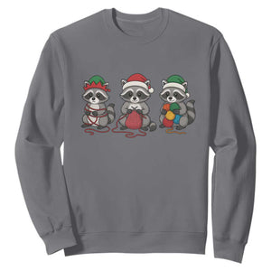 Christmas Raccoon Knitting Sweatshirt Funny Holiday Yarn Gift TS12 Charcoal Print Your Wear