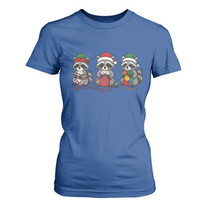 Christmas Raccoon Knitting T Shirt For Women Funny Holiday Yarn Gift TS12 Royal Blue Print Your Wear