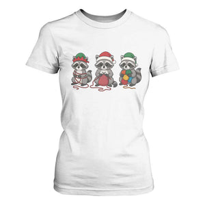 Christmas Raccoon Knitting T Shirt For Women Funny Holiday Yarn Gift TS12 White Print Your Wear