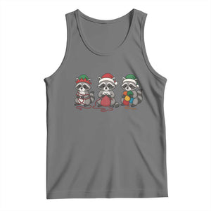 Christmas Raccoon Knitting Tank Top Funny Holiday Yarn Gift TS12 Black Heather Print Your Wear