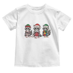 Christmas Raccoon Knitting Toddler T Shirt Funny Holiday Yarn Gift TS12 White Print Your Wear