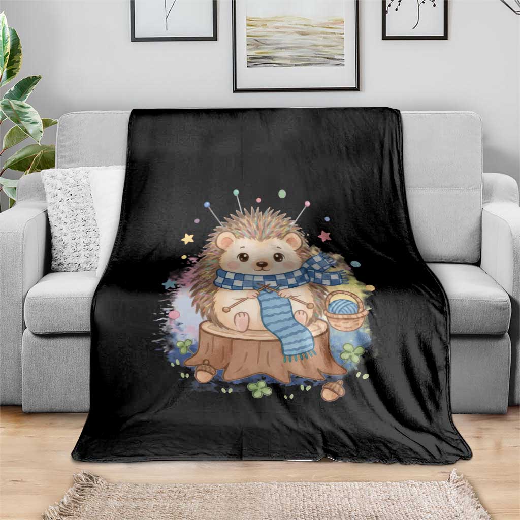 Cute Hedgehog Knitting Throw Blanket Gift For Crocheter TS12 Print Your Wear