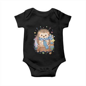 Cute Hedgehog Knitting Baby Onesie Gift For Crocheter TS12 Black Print Your Wear