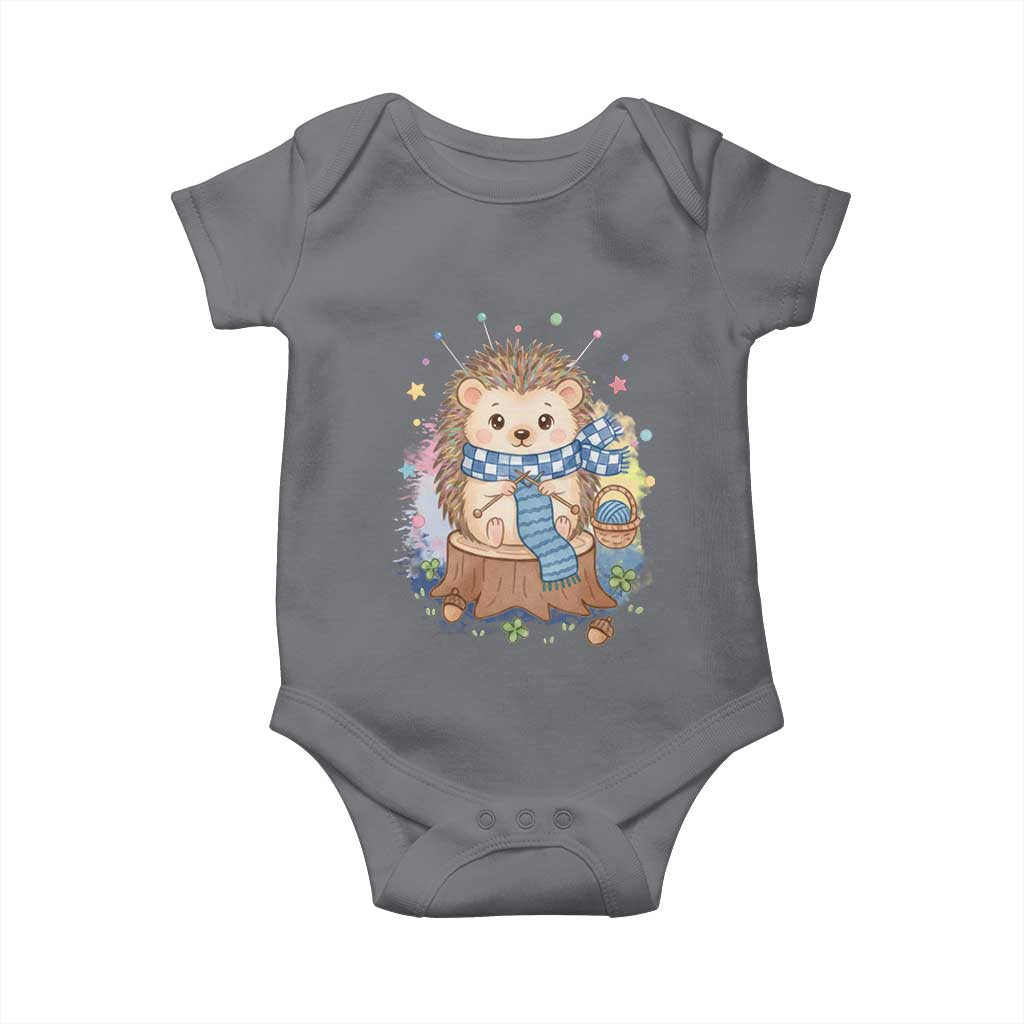 Cute Hedgehog Knitting Baby Onesie Gift For Crocheter TS12 Charcoal Print Your Wear
