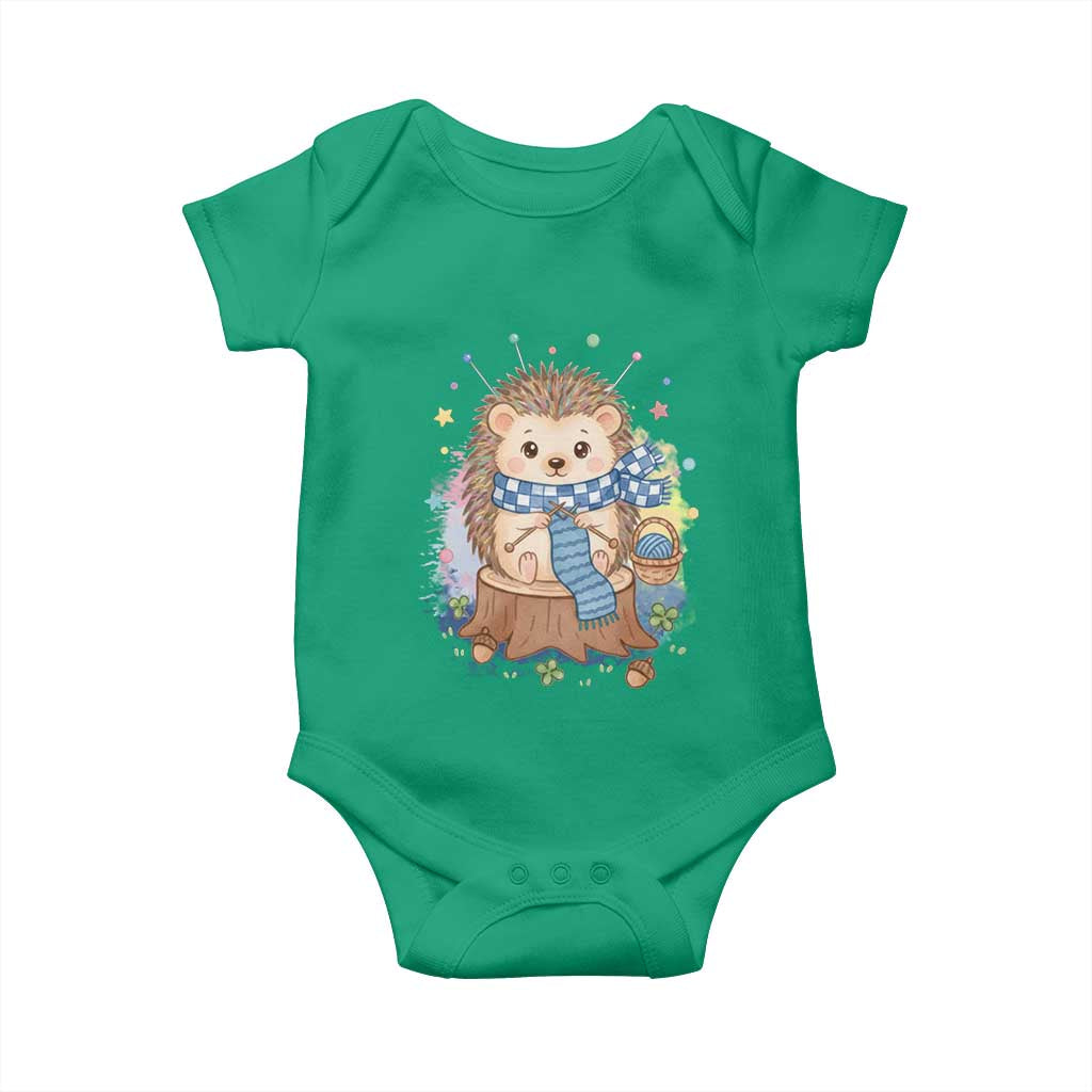 Cute Hedgehog Knitting Baby Onesie Gift For Crocheter TS12 Irish Green Print Your Wear