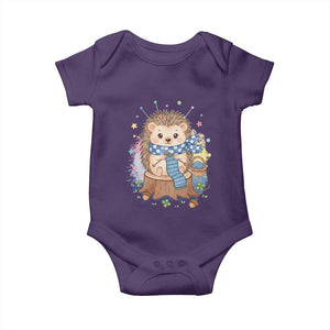 Cute Hedgehog Knitting Baby Onesie Gift For Crocheter TS12 Purple Print Your Wear