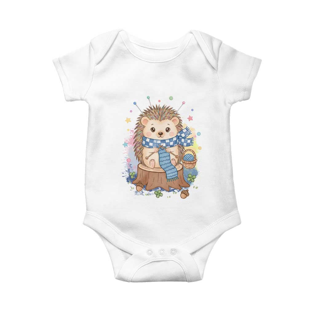 Cute Hedgehog Knitting Baby Onesie Gift For Crocheter TS12 White Print Your Wear