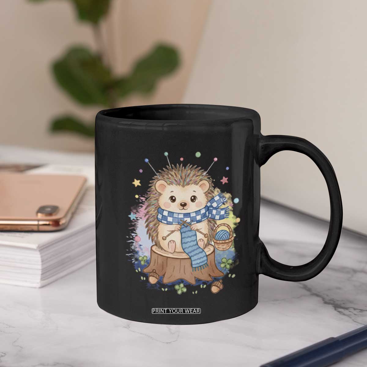 Cute Hedgehog Knitting Coffee Mug Gift For Crocheter TS12 Print Your Wear