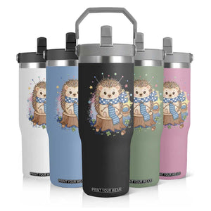 Cute Hedgehog Knitting Flip Straw Tumbler Gift For Crocheter TS12 Print Your Wear