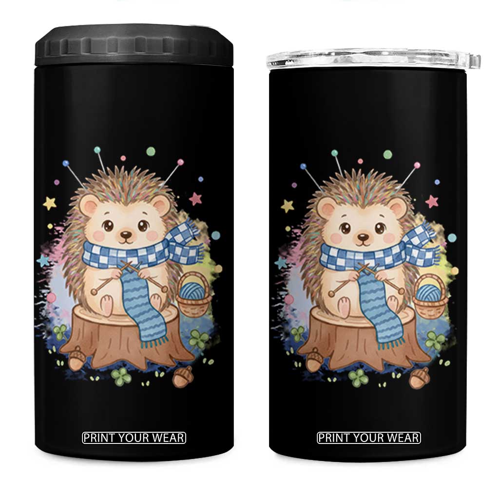 Cute Hedgehog Knitting 4 in 1 Can Cooler Tumbler Gift For Crocheter TS12 One Size: 16 oz Black Print Your Wear