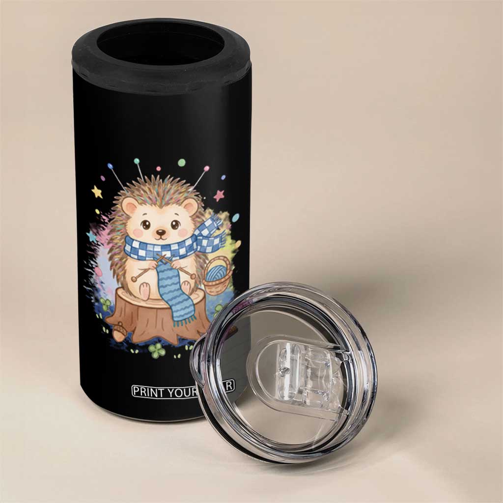 Cute Hedgehog Knitting 4 in 1 Can Cooler Tumbler Gift For Crocheter TS12 Print Your Wear