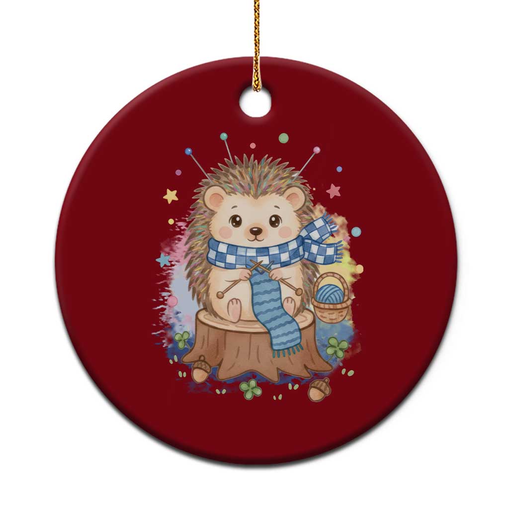 Cute Hedgehog Knitting Ceramic Ornament Gift For Crocheter TS12 1pc Red Print Your Wear