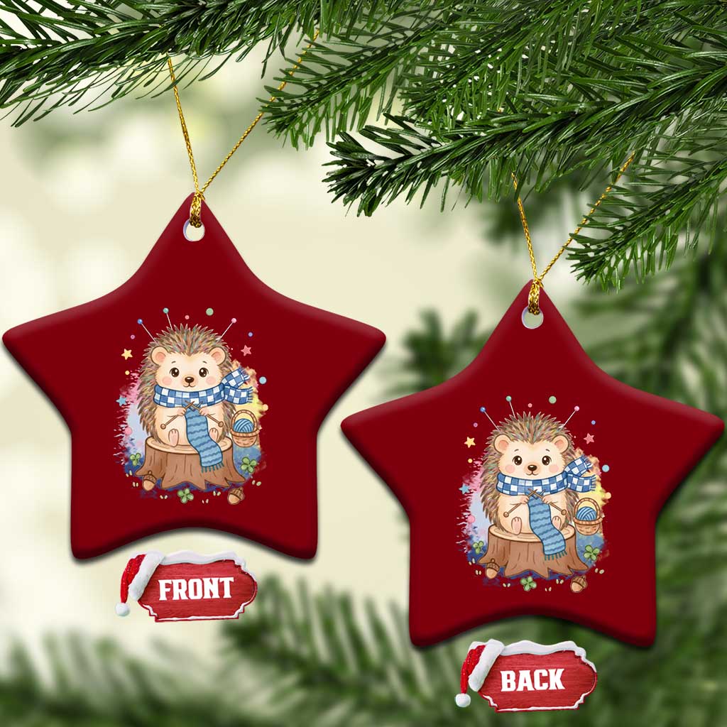Cute Hedgehog Knitting Ceramic Ornament Gift For Crocheter TS12 Print Your Wear