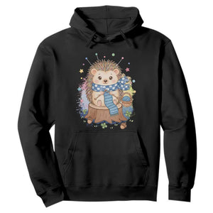 Cute Hedgehog Knitting Hoodie Gift For Crocheter TS12 Black Print Your Wear