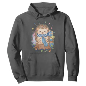 Cute Hedgehog Knitting Hoodie Gift For Crocheter TS12 Dark Heather Print Your Wear