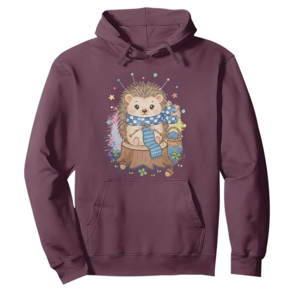Cute Hedgehog Knitting Hoodie Gift For Crocheter TS12 Maroon Print Your Wear