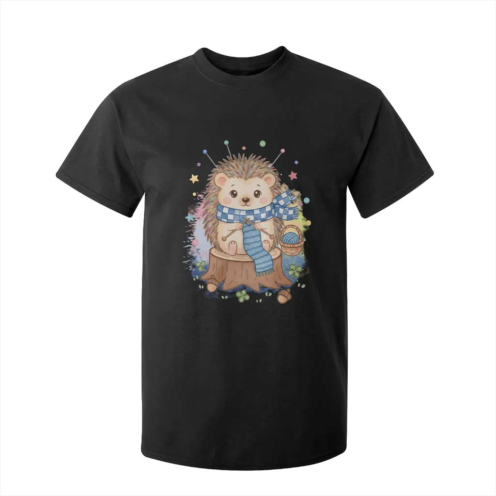 Cute Hedgehog Knitting T Shirt For Kid Gift For Crocheter TS12 Black Print Your Wear