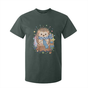 Cute Hedgehog Knitting T Shirt For Kid Gift For Crocheter TS12 Dark Forest Green Print Your Wear