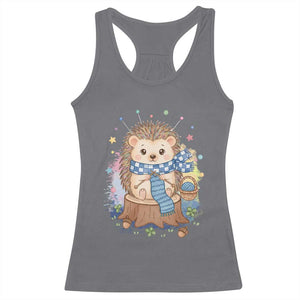 Cute Hedgehog Knitting Racerback Tank Top Gift For Crocheter TS12 Charcoal Print Your Wear
