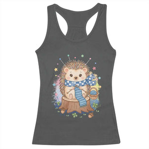 Cute Hedgehog Knitting Racerback Tank Top Gift For Crocheter TS12 Dark Heather Print Your Wear