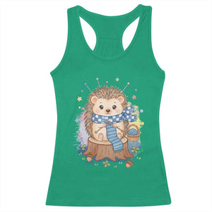 Cute Hedgehog Knitting Racerback Tank Top Gift For Crocheter TS12 Irish Green Print Your Wear