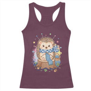 Cute Hedgehog Knitting Racerback Tank Top Gift For Crocheter TS12 Maroon Print Your Wear