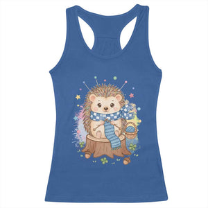 Cute Hedgehog Knitting Racerback Tank Top Gift For Crocheter TS12 Royal Blue Print Your Wear