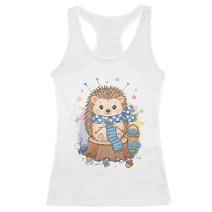 Cute Hedgehog Knitting Racerback Tank Top Gift For Crocheter TS12 White Print Your Wear
