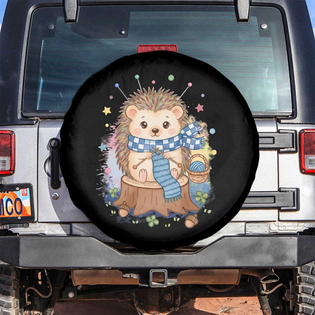 Cute Hedgehog Knitting Spare Tire Cover Gift For Crocheter TS12 No hole Black Print Your Wear